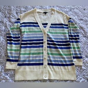 Talbots Girlfriend Cardigan Multi Stripe, V-neck size S Petite- NWOT